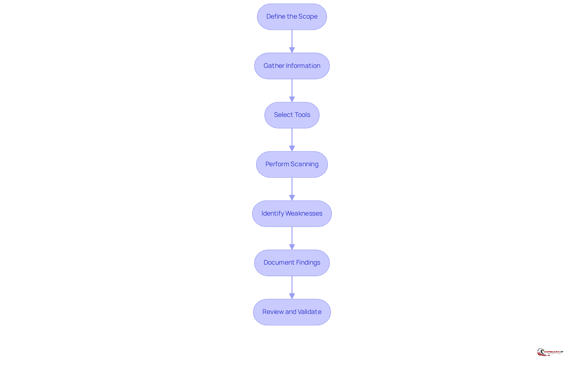 Each box represents a step in the vulnerability assessment process. Follow the arrows to see how each step leads to the next, ensuring a thorough and structured approach.